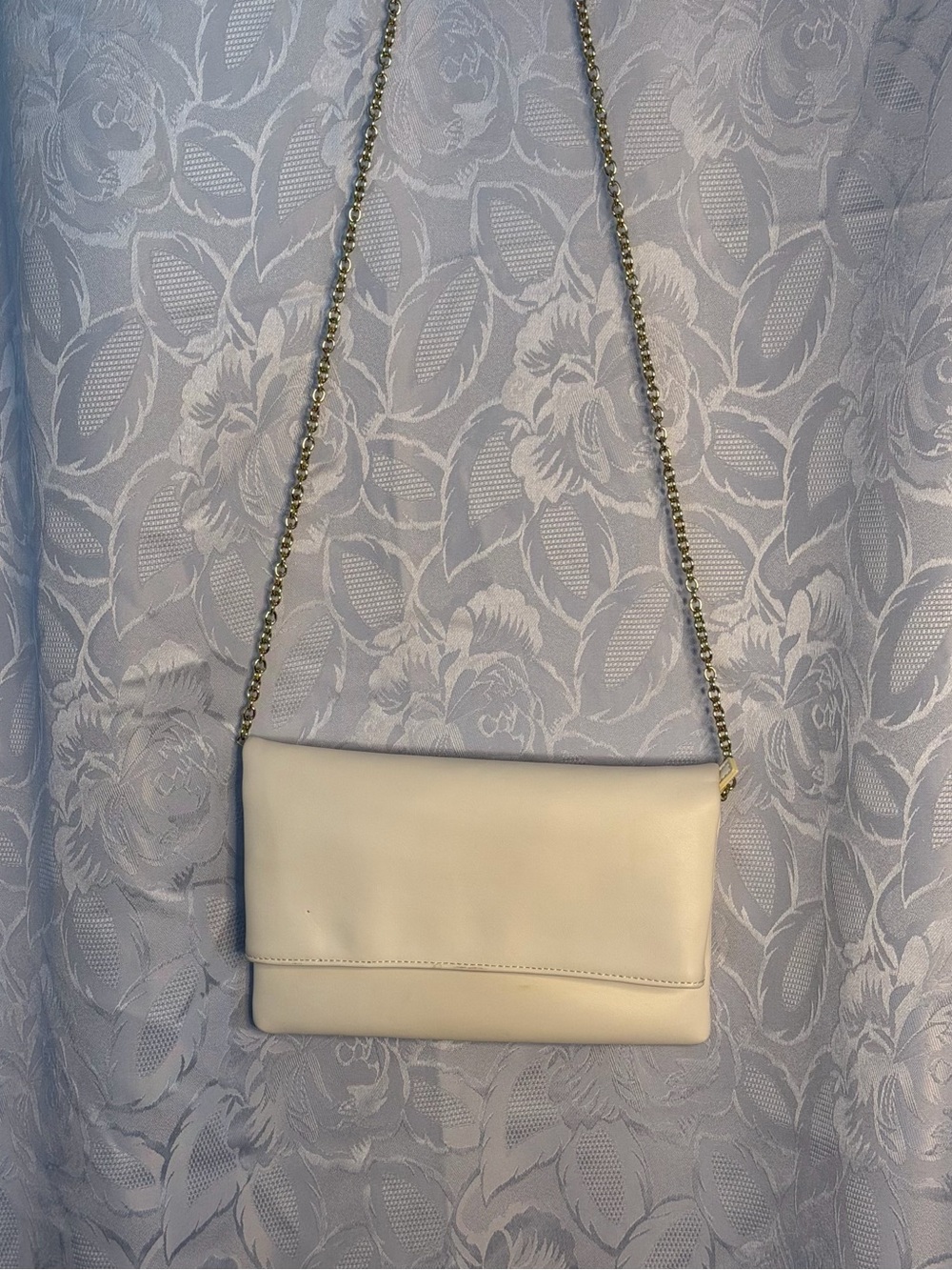 Kelly & Katie Cream Wristlet Clutch with Gold Chain